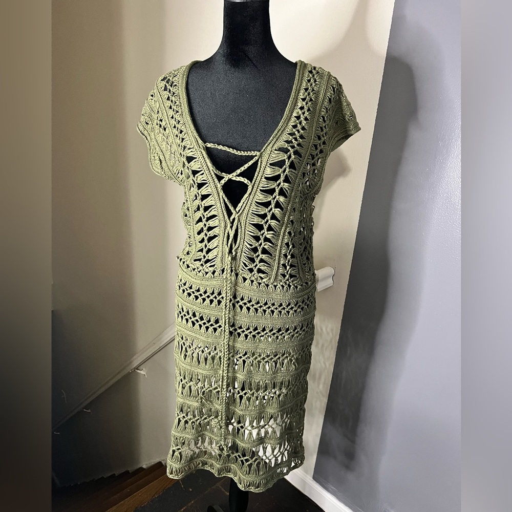 Olive Green Croquet Cover Up